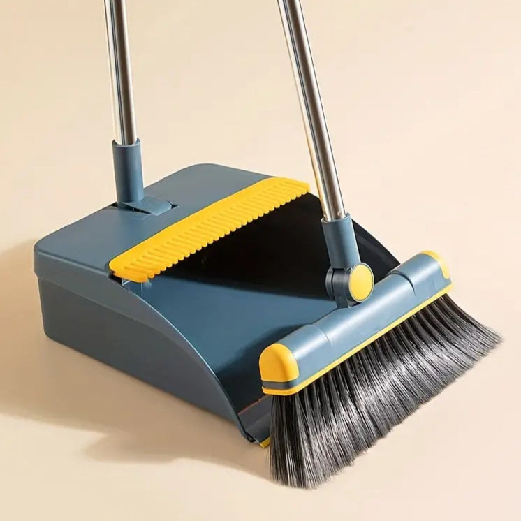 Ensemble balai et pelle à poussière haute qualité, avec dents intégrées pour un nettoyage simplifié, design compact et peu encombrant, tête ajustable à 180° pour tous types de sols, intérieur et extérieur. La livraison prioritaire est offerte !