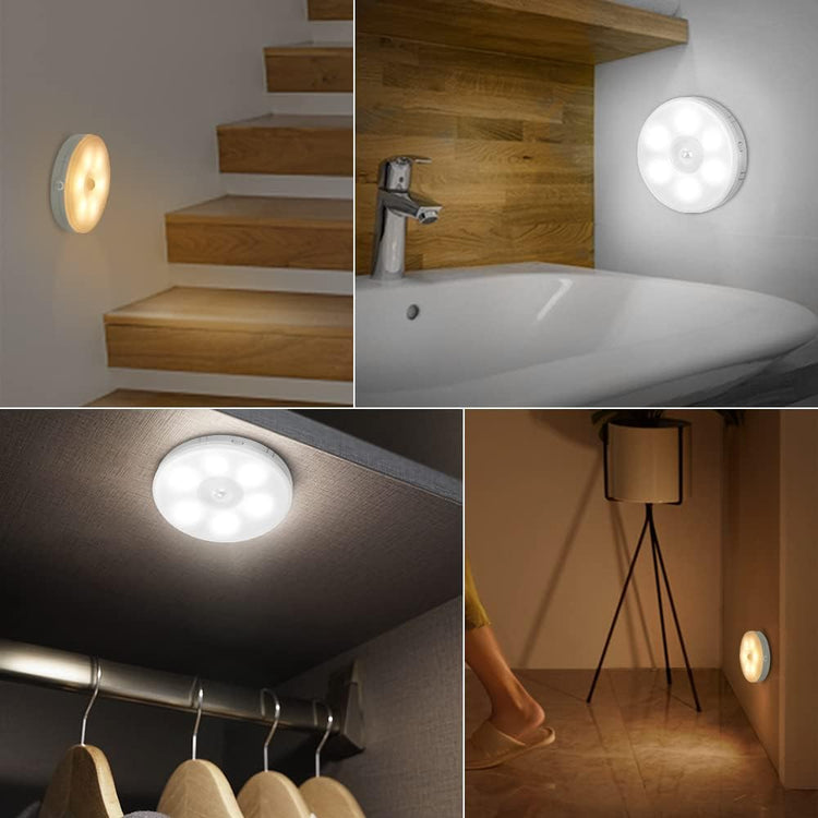 Veilleuse magique à capteur de mouvements, lampe sans fil automatique, pour couloir, cuisine, escalier, chambres, éclairage d'armoire, lumière de nuit. Charge très longue durée. La livraison est offerte!