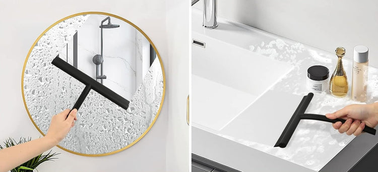 Raclette de douche Premium en silicone et acier inoxydable: nettoyage efficace sans traces avec support. La livraison est offerte !