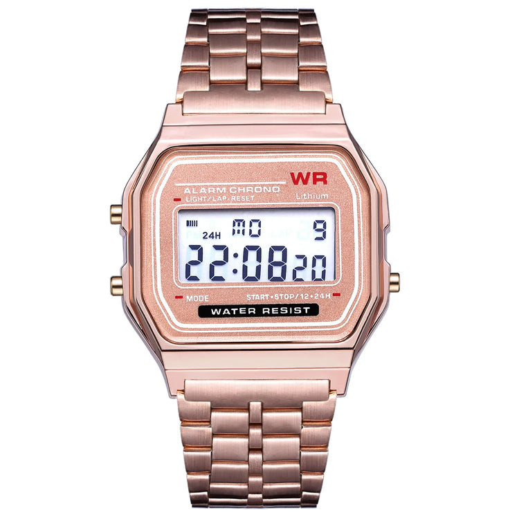 Montre digitale rétro classique pour femme avec cadran carré et affichage LED, 4 couleurs disponibles. Livraison prioritaire offerte !