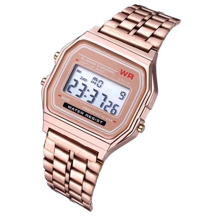 Montre digitale rétro classique pour femme avec cadran carré et affichage LED, 4 couleurs disponibles. Livraison prioritaire offerte !