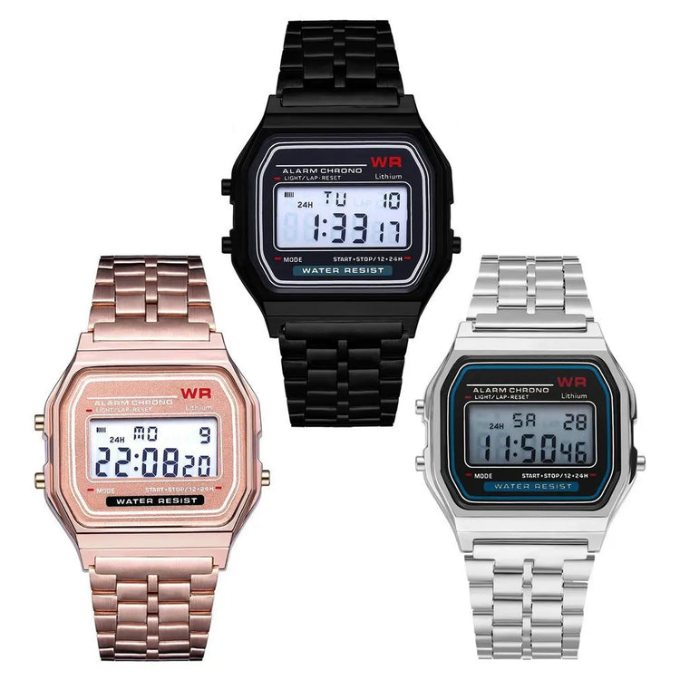 Montre digitale rétro classique pour femme avec cadran carré et affichage LED, 4 couleurs disponibles. Livraison prioritaire offerte !