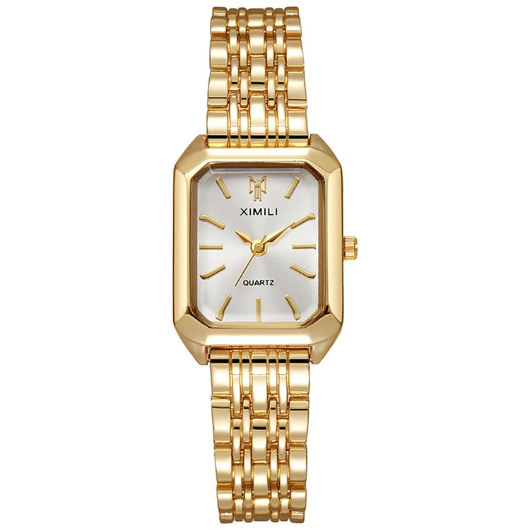 Montre élégante pour femme avec cadran rectangulaire en acier inoxydable, 8 couleurs disponibles. Livraison prioritaire offerte !