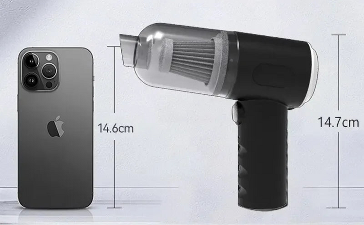 Petit aspirateur portable sans fil 9000 Pa avec filtre lavable, USB rechargeable, ultra léger 220 g, 25 min d’autonomie, embouts inclus, pour voiture et maison. Livraison prioritaire offerte !