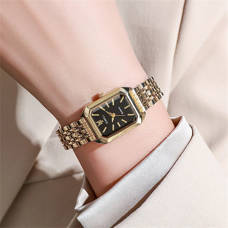 Montre élégante pour femme avec cadran rectangulaire en acier inoxydable, 8 couleurs disponibles. Livraison prioritaire offerte !