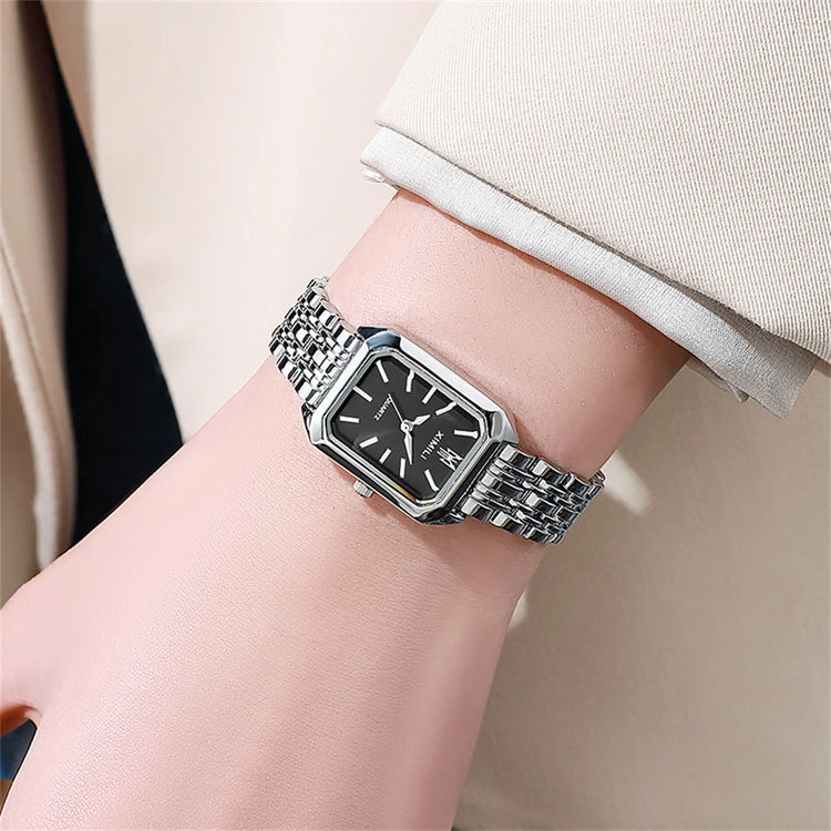 Montre élégante pour femme avec cadran rectangulaire en acier inoxydable, 8 couleurs disponibles. Livraison prioritaire offerte !