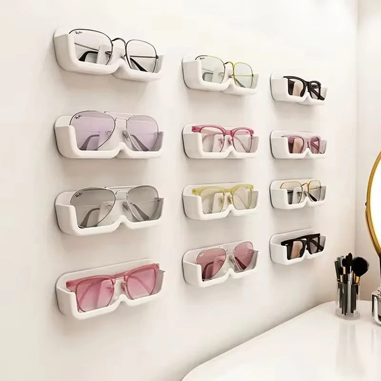 Support mural de rangement pour lunettes, organisateur pratique, idéal près du lit, du coin lecture, de l’ordinateur, dans la salle de bain ou la voiture, installation facile avec autocollants sans trace. Livraison offerte !