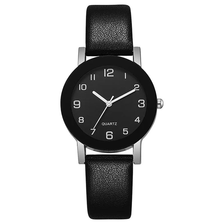 Montre minimaliste pour femme ou homme, bracelet cuir et cadran épuré. Livraison prioritaire offerte !