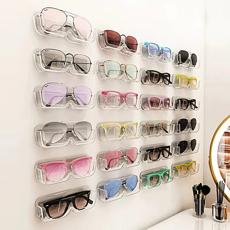 Support mural de rangement pour lunettes, organisateur pratique, idéal près du lit, du coin lecture, de l’ordinateur, dans la salle de bain ou la voiture, installation facile avec autocollants sans trace. Livraison offerte !