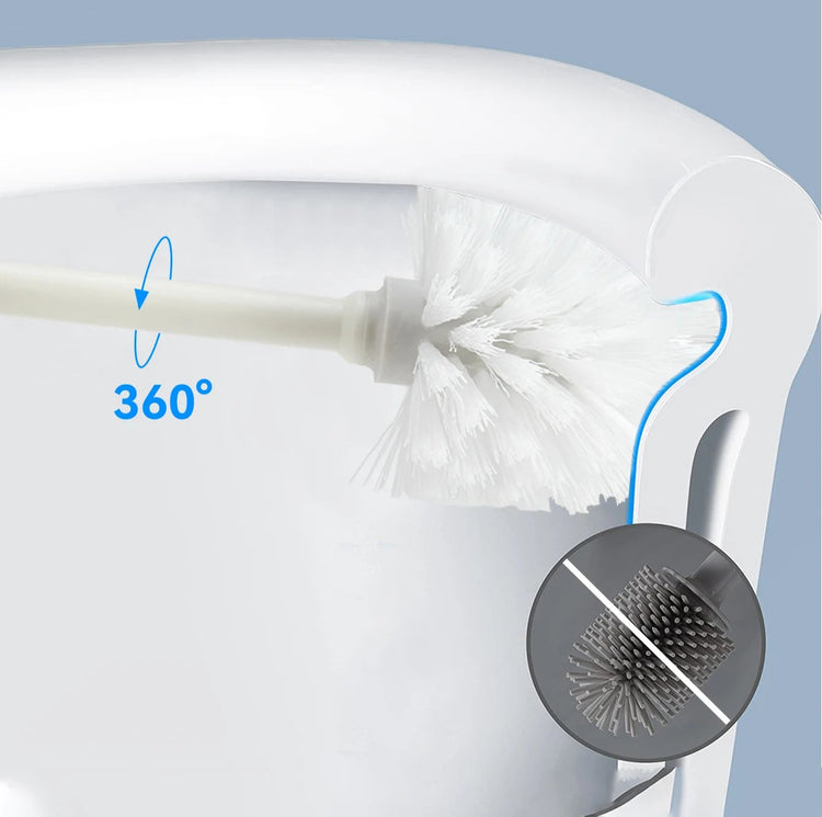 Magnifique brosse WC avec socle anti-goutte, tête amovible lavable à poils denses, poignée antidérapante confortable, base silicone antidérapante. La livraison prioritaire est offerte!