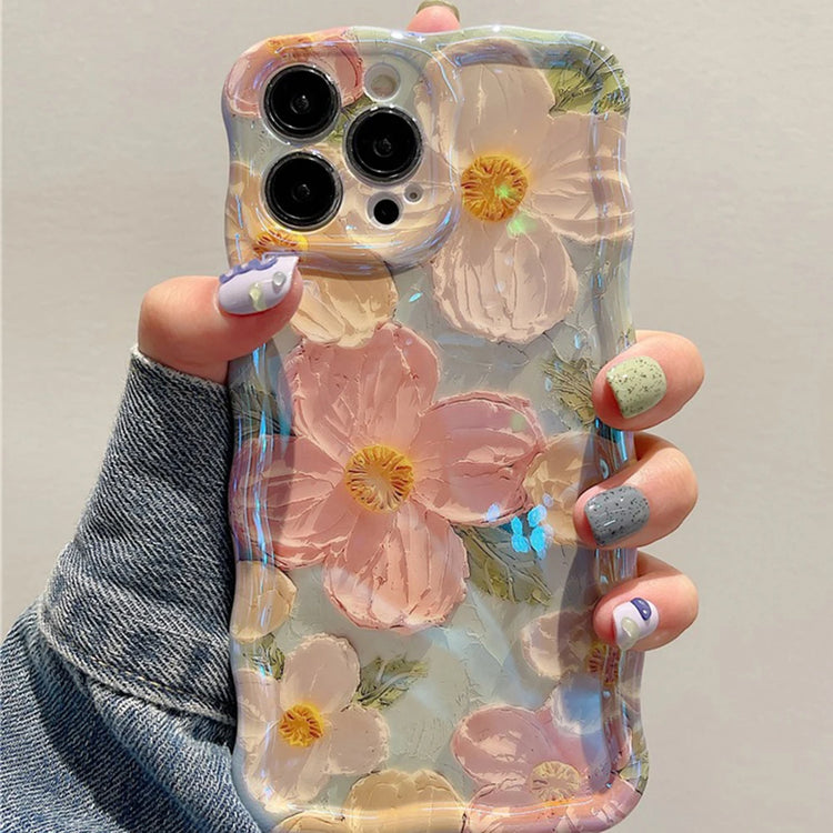 Coque artistique en silicone pour tous les iPhone, style peinture à l’huile rétro avec fleurs en relief, design luxueux, protection complète contre les chocs, 4 modèles floraux élégants. Livraison offerte !