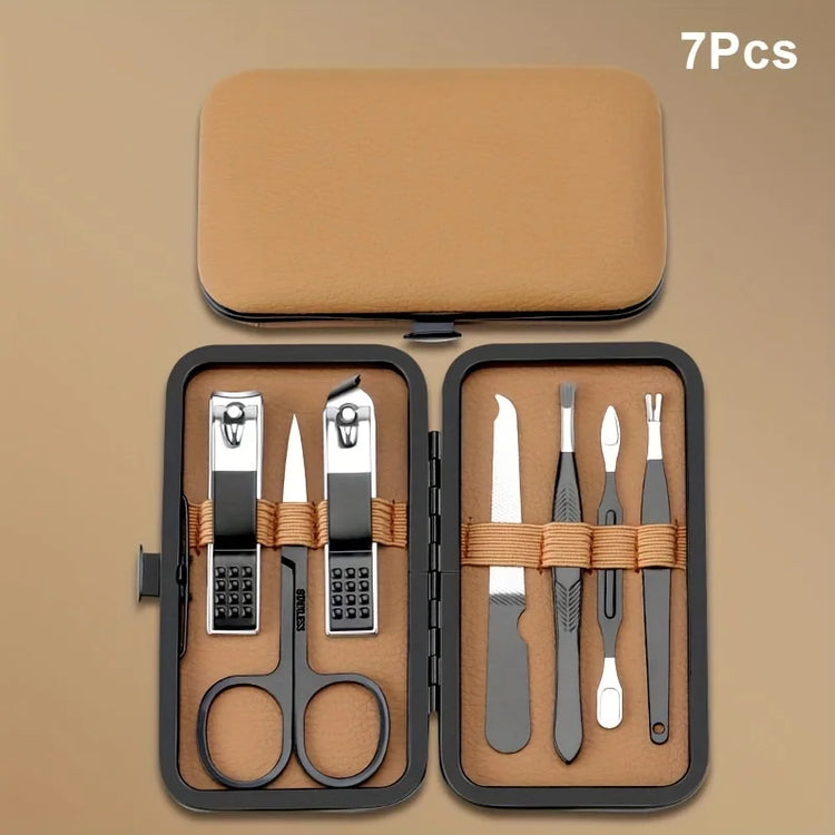 Ensemble manucure et pédicure professionnel en acier inoxydable avec étui – coupe-ongles petit, moyen, grand et diagonal, ciseaux, pinces, lime et outils de soins complets – kit pour mains et pieds. Livraison offerte !