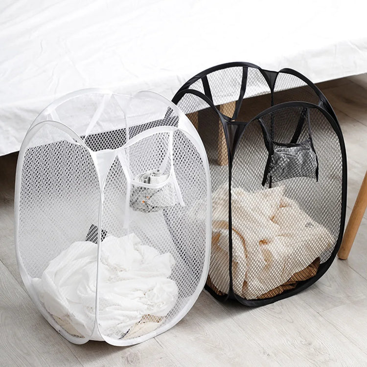Joli panier à linge vertical pliable avec poche latérale, 46x30x30 cm, pour buanderie, camping, chambres d'enfants, léger, durable, avec poignées robustes pour un transport facile. La livraison prioritaire est offerte !