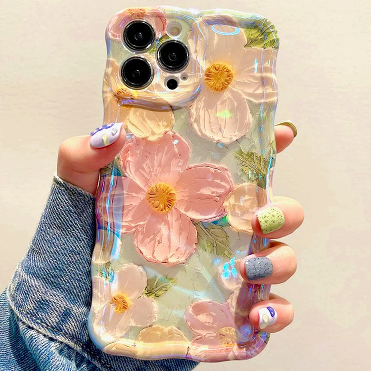 Coque artistique en silicone pour tous les iPhone, style peinture à l’huile rétro avec fleurs en relief, design luxueux, protection complète contre les chocs, 4 modèles floraux élégants. Livraison offerte !