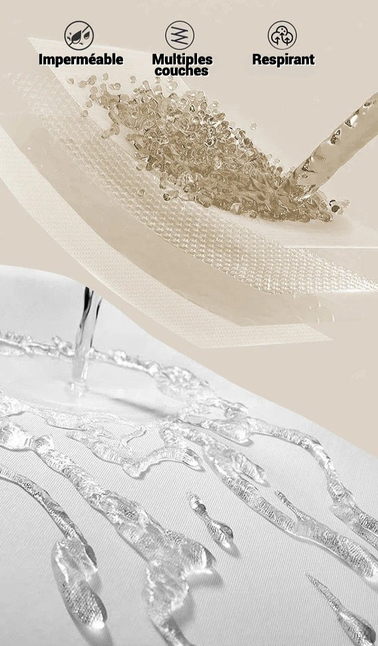 Protège-matelas Premium, 100 % imperméable, en coton respirant, haut de gamme qualité hôtel, matelassé, avec bande élastique, douillet et offrant un confort accru. Adapté aux matelas jusqu'à 40 cm. Livraison prioritaire offerte !