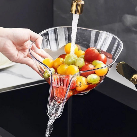 Bol de drainage multifonction avec filtre amovible, facile à nettoyer, parfait pour fruits, légumes, salades et pâtes, stable et hygiénique. La livraison prioritaire est offerte !