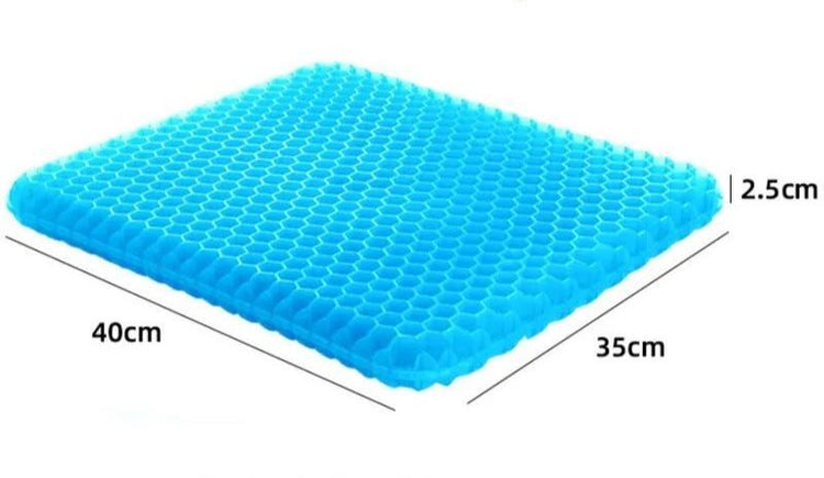 Coussin fraîcheur en gel ultra-confort, anti-pression pour soulager douleurs sciatiques, fessiers et lombaires, avec design respirant en nid d'abeille pour un confort prolongé et une meilleure posture. Housse incluse. La livraison est offerte!