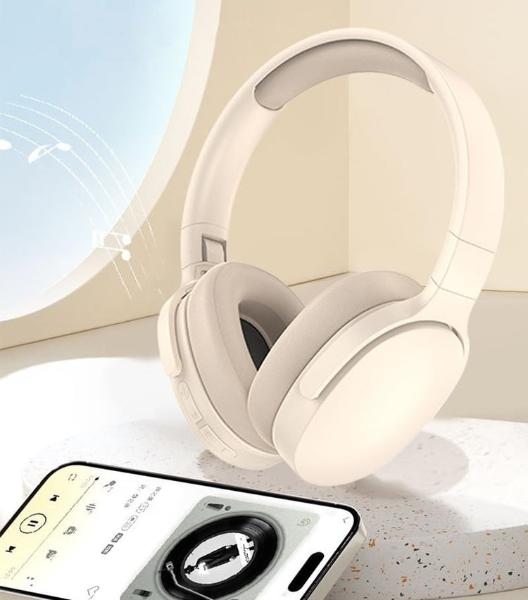 Casque audio Bluetooth 5.3 sans fil, pliable, réduction de bruit intelligente, son stéréo HiFi, micro intégré, coussinets confort en similicuir, autonomie 10h et option filaire incluse ! Musique, appels et jeux. Livraison prioritaire offerte !