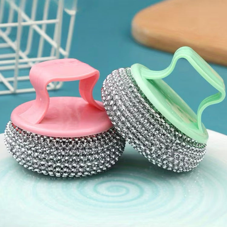 Lot de 2 brosses à récurer avec poignée, en fil d’acier fin, nettoyage puissant et sans effort pour casseroles, poêles, grilles et ustensiles de cuisine, prises ergonomiques, efficacité durable pour un ménage impeccable. Livraison offerte!