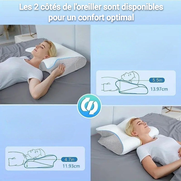 Oreiller orthopédique ergonomique en latex à mémoire de forme, qualité Premium - Réveillez-vous sans douleurs. La livraison prioritaire est offerte !