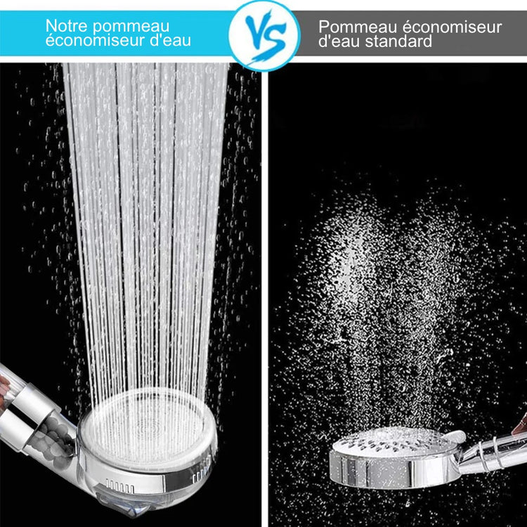 Superbe pommeau de douche économiseur d’eau, utilise jusqu'à 50 % moins d'eau, 3 modes avec technologie de filtration, s'adapte à tous les tuyaux de douche standards. La livraison est offerte!