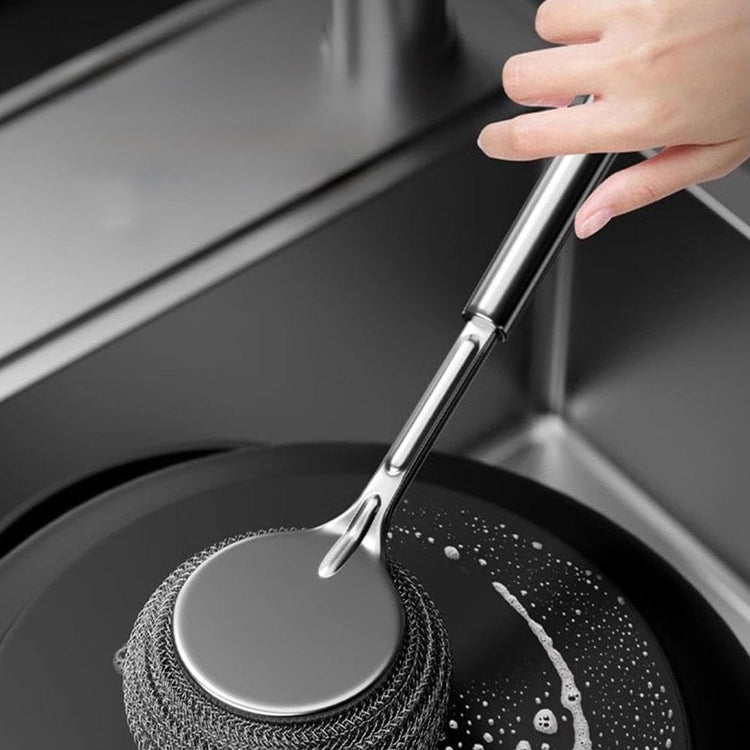 Brosse à récurer multifonction en acier inoxydable avec long manche ergonomique, anti-rayures, nettoyage puissant et hygiénique, ultra-durable et antirouille, avec 2 têtes de brosse de rechange. Livraison offerte !