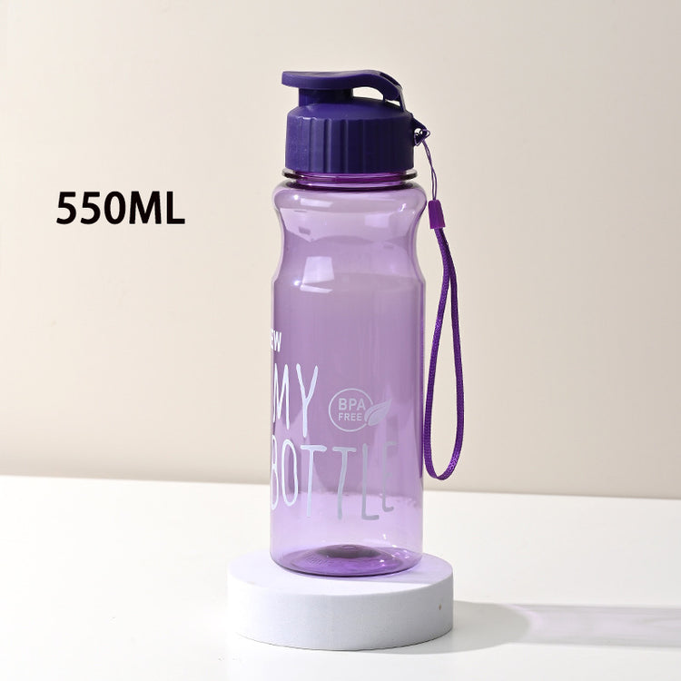 Jolie bouteille d'eau transparente - gourde sportive portable de 550 ml. La livraison prioritaire est offerte !