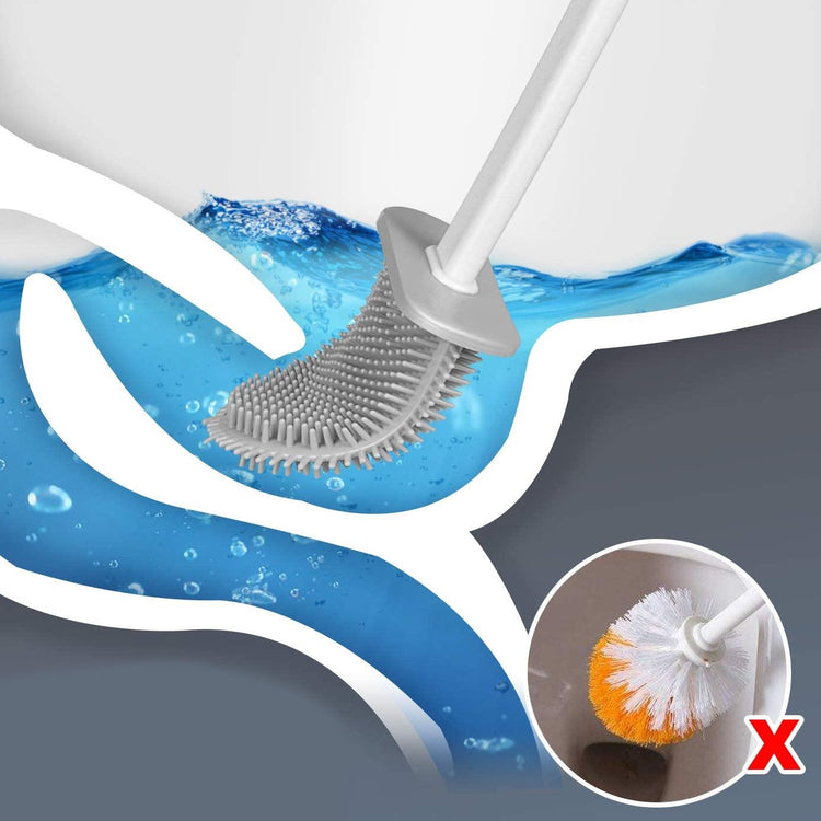 Brosse WC en silicone flexible, ingénieuse, pratique, hygiénique, design moderne, pour un nettoyage immaculé. La livraison est offerte!