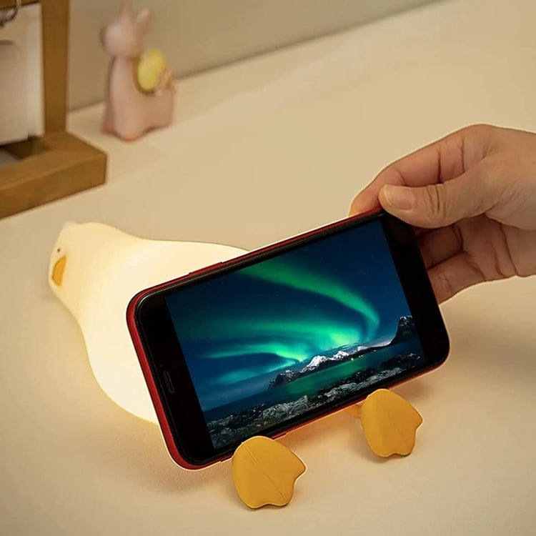 Amusante lampe veilleuse en forme de canard au repos, silicone souple, 3 intensités, veilleuse réconfortante, mignonne et humoristique, rechargeable via câble inclus. Pour les jeunes de cœur, de l'enfance à l'âge adulte. La livraison est incluse !