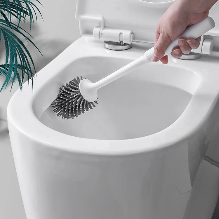 Brosse WC Premium en silicone : antibactérienne, séchage rapide, longue poignée, fixation murale ou socle - élégance et hygiène. La livraison est offerte !