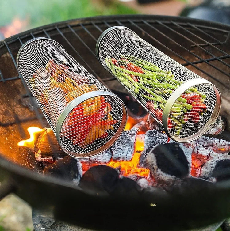 Panier à griller en acier inoxydable - le meilleur panier de barbecue - grille pour pique-nique, camping et accessoires de cuisson. La livraison prioritaire est offerte !