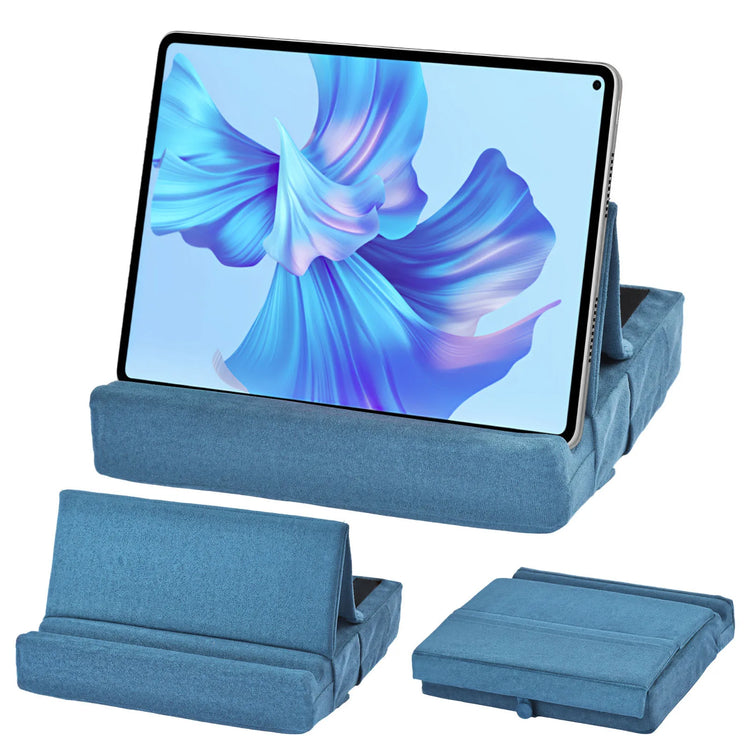 KDD Upgraded Tablet Pillow Stand Multi-Angle Viewing Ipad Holder for Lap Bed and Desk Foldable Soft Pad Dock with Stylus Mount