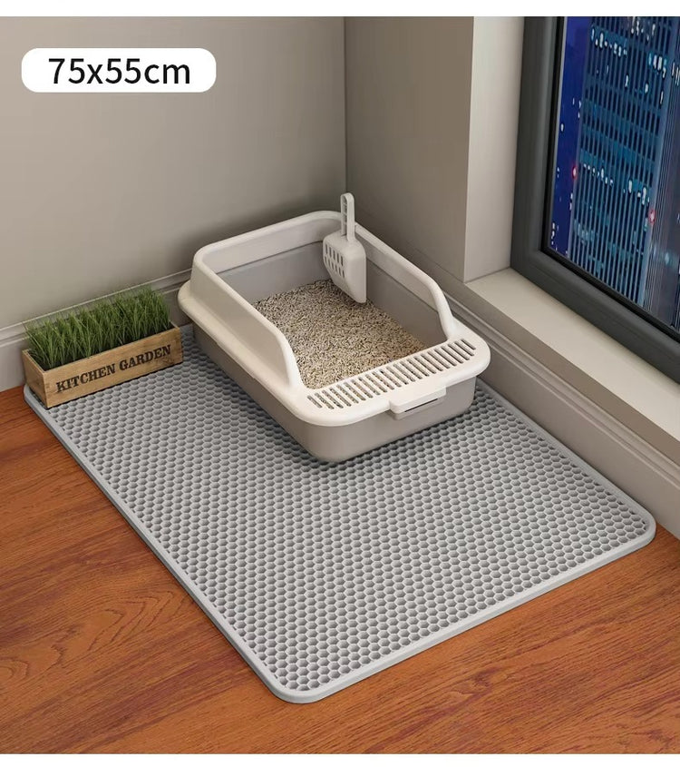 Ingénieux tapis de litière imperméable, double couche, antidérapant, lavable, tapis pour bac à litière, récupération efficace des grains de litière, vos planchers restent propres. La livraison prioritaire est offerte !