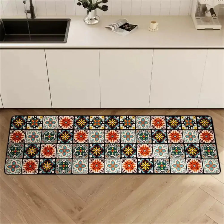 Magnifique tapis de cuisine, style tuiles décoratives, super absorbant, antidérapant, confortable et anti-fatigue pour vos pieds, chevilles et jambes. La livraison prioritaire est offerte !