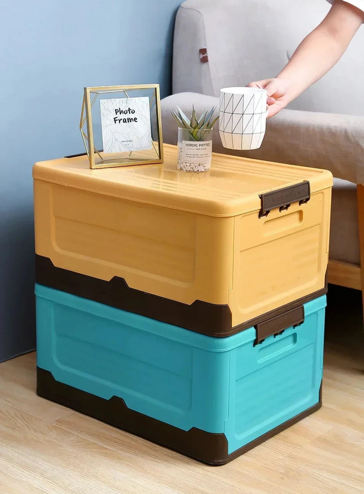 Superbe  boîte de rangement pliable multifonction et durable, avec couvercle, compacte et légère, idéale pour vêtements, livres et petits objets, gain de place et facile à transporter. La livraison est offerte !