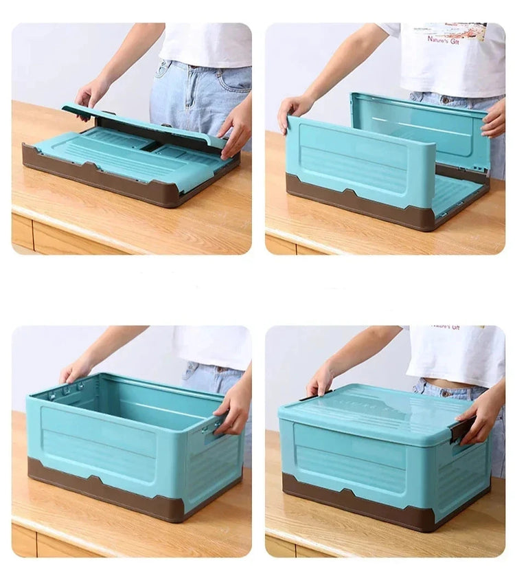 Superbe  boîte de rangement pliable multifonction et durable, avec couvercle, compacte et légère, idéale pour vêtements, livres et petits objets, gain de place et facile à transporter. La livraison est offerte !