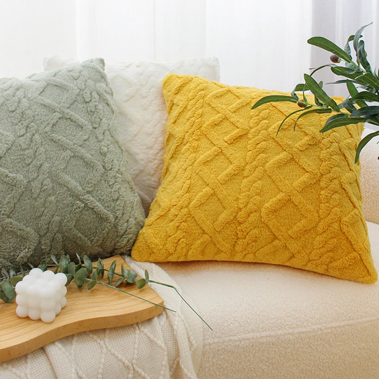 Twist KnittingPlush Pillow Case Vintage Knitted Cushion Cover Simple Cushion Plush Pillowcase Headboard Back