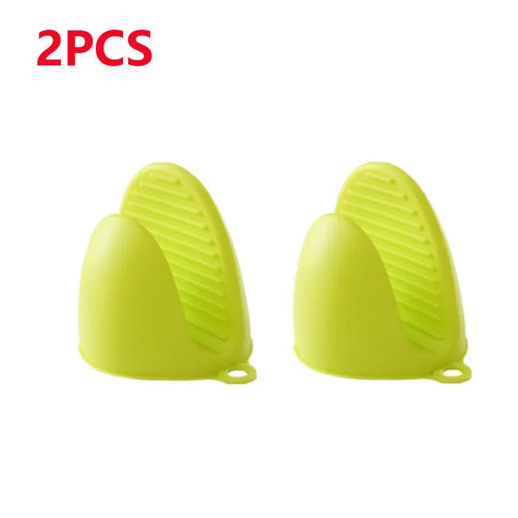 1 Pair Thicken Baking Silicone Oven Mitts Microwave Oven Glove Heat Insulation Anti-slip Grips Bowl Pot Clips Kitchen Gadgets