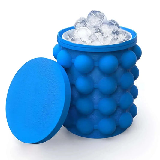 Ingénieux seau à glace et moule à glaçons en silicone avec couvercle. La livraison prioritaire est offerte !