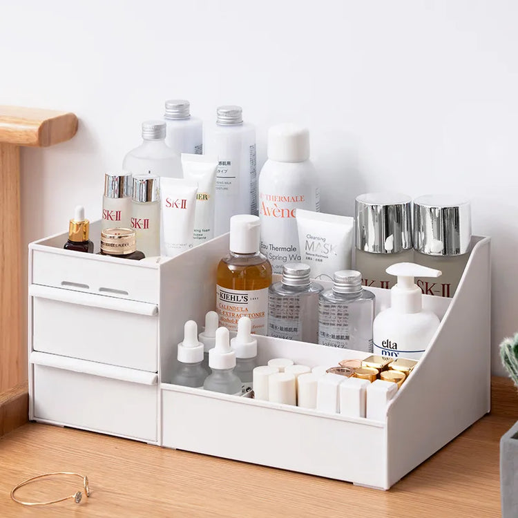 Ingénieuse boîte de rangement pour produits de beauté, organisateur de cosmétiques, grande capacité de rangement, pour un espace organisé, propre et agréable. La livraison est offerte !