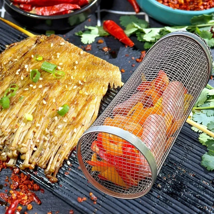 Panier à griller en acier inoxydable - le meilleur panier de barbecue - grille pour pique-nique, camping et accessoires de cuisson. La livraison prioritaire est offerte !