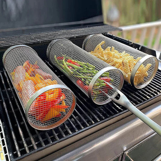 Panier à griller en acier inoxydable - le meilleur panier de barbecue - grille pour pique-nique, camping et accessoires de cuisson. La livraison prioritaire est offerte !