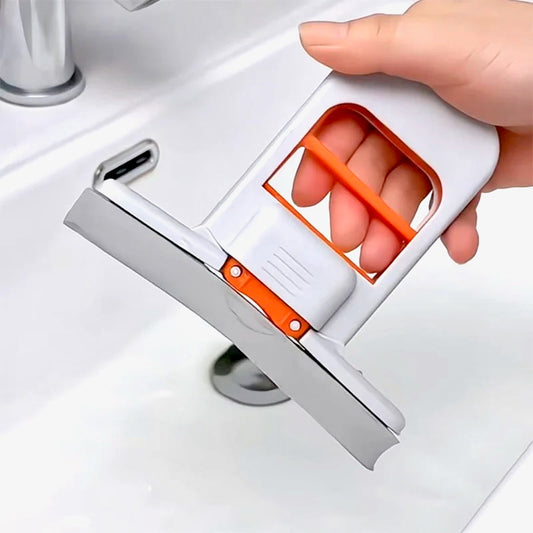 Mini serpillière à presser avec système push-pull, serpillière compacte à forte absorption, nettoyage mains libres, usage humide et sec pour tables, miroirs, fenêtres, comptoirs. Livraison offerte !