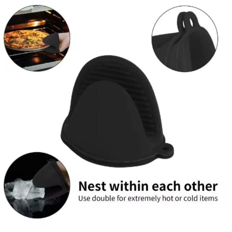 1 Pair Thicken Baking Silicone Oven Mitts Microwave Oven Glove Heat Insulation Anti-slip Grips Bowl Pot Clips Kitchen Gadgets