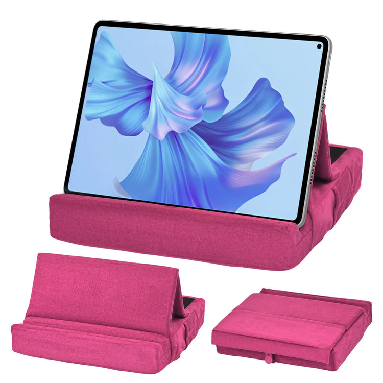 KDD Upgraded Tablet Pillow Stand Multi-Angle Viewing Ipad Holder for Lap Bed and Desk Foldable Soft Pad Dock with Stylus Mount