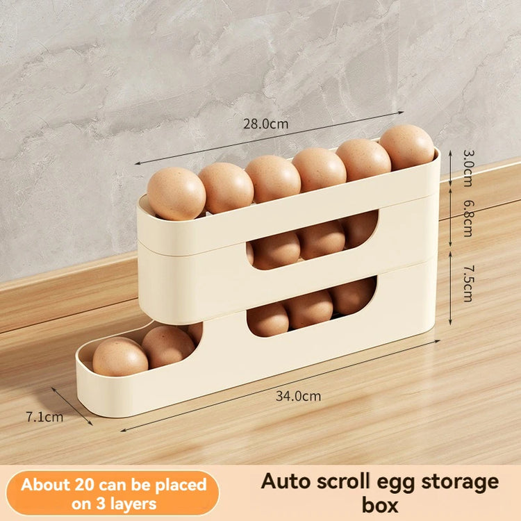 Rolling Egg Storage Holder for Fridge Side Door with Egg Container and Fresh-keeping Function Storage Organizer for Kitchen