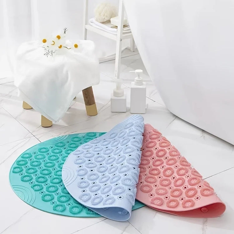 Tapis de douche Premium, antidérapant, rond, avec ventouses puissantes, trous de drainage, fleurs de massage, sensation très agréable, haute qualité, bleu pâle, rose doux, vert-aqua et gris. La livraison prioritaire est offerte !