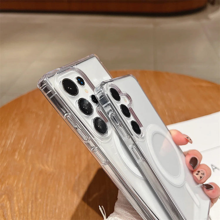 Coque transparente magnétique antichoc pour Samsung Galaxy – Compatible MagSafe, ultra fine, souple et résistante avec découpes précises. Livraison prioritaire offerte !