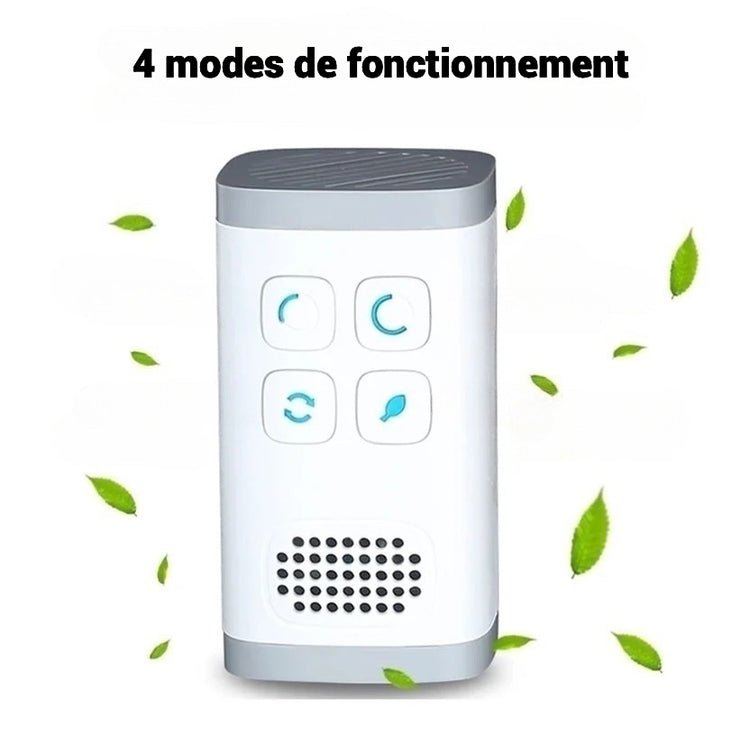 Ingénieux purificateur d'air avec générateur d'ozone et ioniseur pour la maison, ventilateur intégré, désodorisant pour cuisines, chambres, salles de bain et zone pour animaux, 4 modes, couvre une pièce. La livraison prioritaire est offerte !