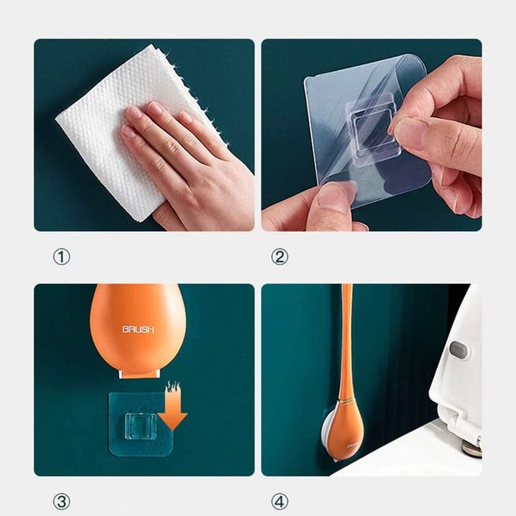 Élégante brosse WC en silicone avec socle d'ouverture/fermeture automatique, ingénieuse, pratique, hygiénique, design moderne, pour un nettoyage immaculé. La livraison est offerte !